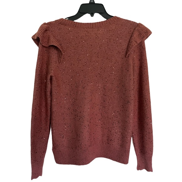 NWT LC Lauren Conrad Size XS Ruffle Shoulder Sparkle Sweater - Picture 4 of 6